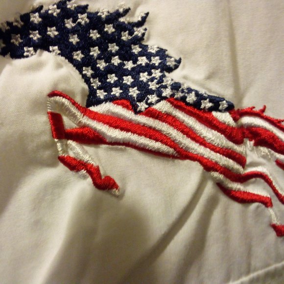 2 SZ XL HIGH NOON VINTAGE 90'S WESTERN LS SHIRTS PATRIOTIC THEMES - Picture 8 of 9